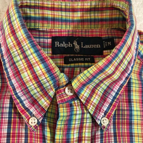 Ralph Lauren Mens Size Med Shirt Blake Short Sleeve Button Down Red Tartan - Picture 4 of 6
